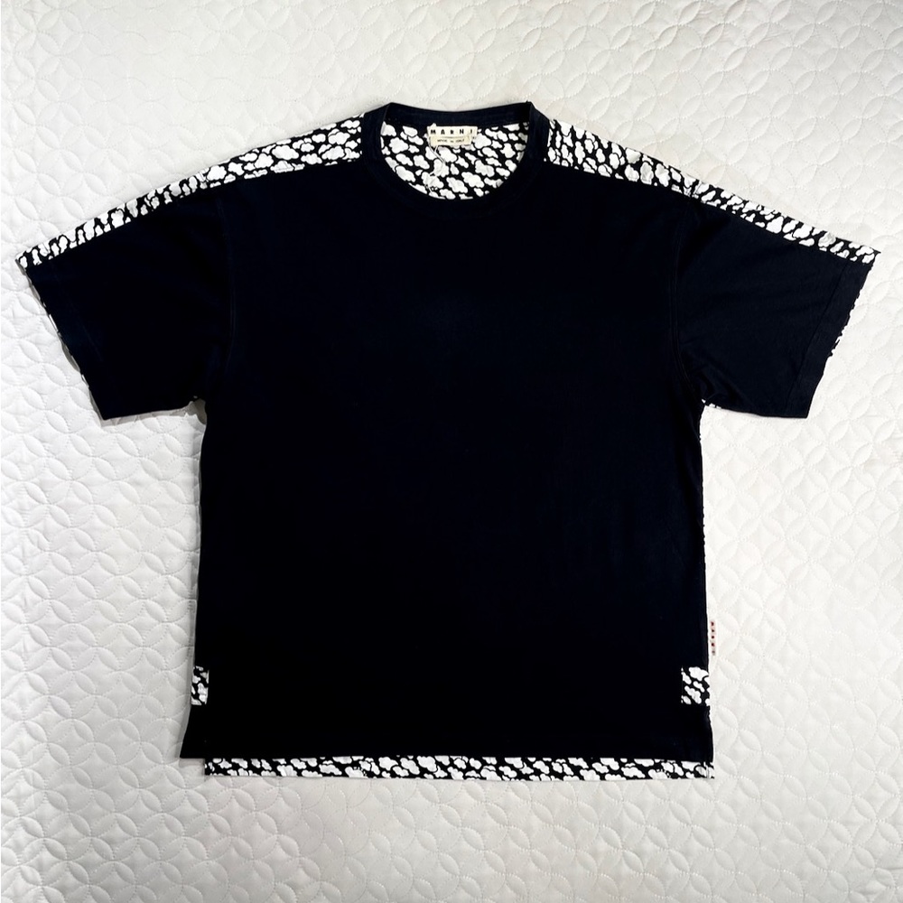 Marni Cloud Print Crew Neck Cotton T Shirt RARE Schwarz/White Size M